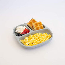 Load image into Gallery viewer, RE-PLAY Made in USA 3pk of Deep Divided Plates in Sand, White and Grey | Eco Friendly Recycled Milk Jugs and Polypropylene - Virtually Indestructible| BPA Free | New Naturals Collection (Seashell)