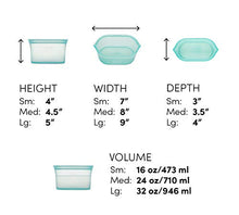 Load image into Gallery viewer, Zip Top Reusable 100% Silicone Food Storage Bags and Containers, Made in the USA - 3 Dish Set - Teal