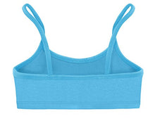 Load image into Gallery viewer, City Threads Girls Crop Training Bras in 100% Cotton Perfect for Sensitive Skins or SPD Sensory Friendly Great for Starter Bras, Dance Sports and Layering, Turquoise, 12