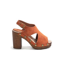 Load image into Gallery viewer, Californians Jean Rust Suede Heeled Sandals Made in USA