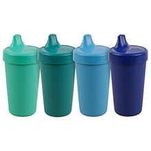 Load image into Gallery viewer, RE-PLAY 4pk - 10 oz. No Spill Sippy Cups for Baby, Toddler, and Child Feeding in Sky Blue, Aqua, Navy Blue and Teal | BPA Free | Made in USA from Eco Friendly Recycled Milk Jugs | True Blue+