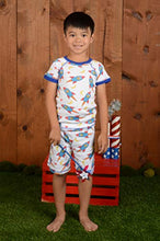 Load image into Gallery viewer, Brian the Pekingese Boys 100% Organic Cotton Short Sleeve & Shorts Pajamas (2T, Blue Rocket)