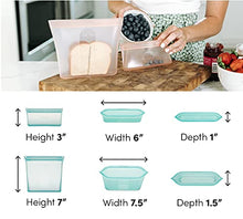 Load image into Gallery viewer, Zip Top Reusable 100% Silicone Food Storage Bags and Containers, Made in the USA - 2 Bag Set - Sandwich & Snack Bags - Gray