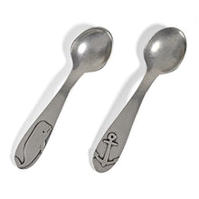 Load image into Gallery viewer, Beehive Handmade Whale and Anchor Pewter Baby Spoon Set