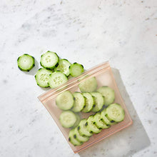 Load image into Gallery viewer, Zip Top Reusable 100% Platinum Silicone Containers - Sandwich Bag - Peach