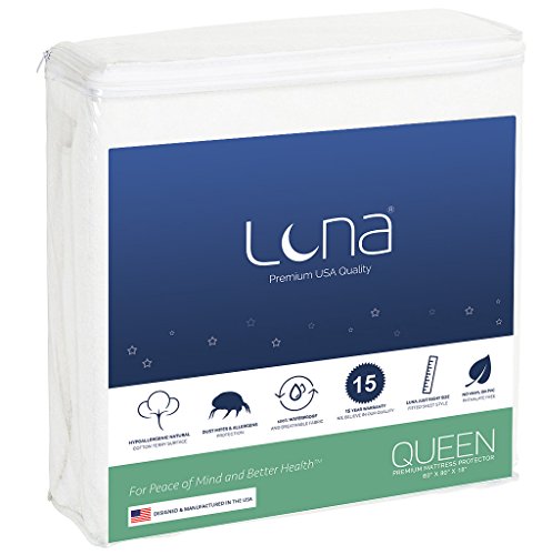 Premium Hypoallergenic Waterproof Mattress Protector - Vinyl Free - Fitted Mattress  Cover (Twin-XL) by Utopia Bedding 
