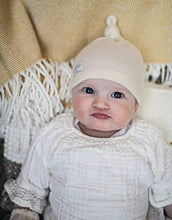 Load image into Gallery viewer, Jack & Mary Designs Handmade Cashmere Baby Infant Beanie Hat Knotted Cap Mittens Set Cream