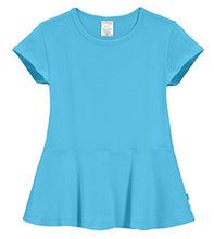 Load image into Gallery viewer, City Threads Little Girls' Cotton Short Sleeve Peplum Top Blouse Shirt for Summer Play School Parties Stylish SPD Sensory Friendly, Turquoise, 6