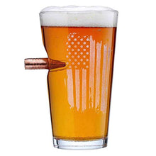 Load image into Gallery viewer, The Original BenShot US Flag Pint Glass with Real Bullet Made in the USA