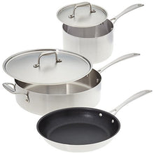 Load image into Gallery viewer, American Kitchen Cookware - 5 piece Stainless Steel Cookware Set"Make Enough for Leftovers"; Tri-Ply Stainless Steel and PFOA-Free Nonstick; Manufactured in USA