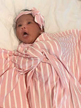 Load image into Gallery viewer, Aspen Lane Swaddle Blanket Set for Girls or Boys, 2-Piece, Made in USA (Blush Stripe) - United States of Made