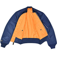 Load image into Gallery viewer, Valley Apparel LLC Made in USA Men's MA-1 Nylon Flight Jacket, Replica Blue (True Navy), XS