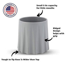 Load image into Gallery viewer, eZtotZ Tough To Tip Baby Open Cup | Made in USA | Training and Learning Tumbler Cup for toddler independent drinking | Tip resistant for Less Mess at Mealtimes | 12 Months + | BPA Free (Gray, 2 Pack) - United States of Made