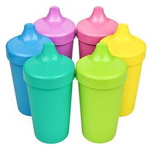 Load image into Gallery viewer, Re-Play Made in the USA, Set of 6 No Spill Sippy Cups - Aqua, Sky Blue, Purple, Bright Pink, Yellow, Green(Sorbet)