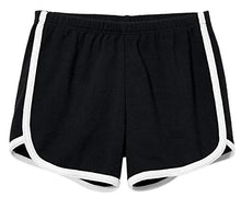 Load image into Gallery viewer, City Threads Girls Running Workout Shorts Yoga Sport Fitness Short Retro Dolphin Short Summer Lounge Gym Play Beach Park SPD Clothing, Black/White Trim, 12