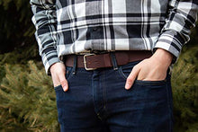Load image into Gallery viewer, Journeyman Leather Belt | Made in USA | Brown w/Silver Buckle | Size 44