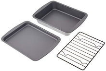 Load image into Gallery viewer, G & S Metal Products Company OvenStuff 3-Piece Toaster Oven Value Set Includes Personal Sized Baking, Cookie Sheet Pan, and Roasting Rack, medium, Gray