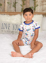 Load image into Gallery viewer, Brian the Pekingese Boys 100% Organic Cotton Short Sleeve & Shorts Pajamas (2T, Blue Rocket)