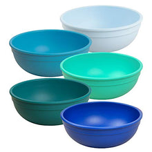 Load image into Gallery viewer, RE-PLAY 20 oz. Bowls for Lunch, Dinner, Dinner Parties, Outdoor Dining and MORE | Made in USA from Virtually Indestructible Recycled HDPE (Milk Jugs) | The Blues | Set of 5