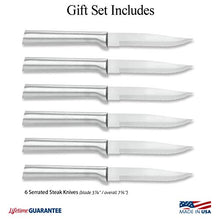 Load image into Gallery viewer, Rada Cutlery Serrated Steak Knife Set – Stainless Steel Knives With Aluminum Handles, Set of 6