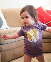 Load image into Gallery viewer, Soul Flower Grateful Not Hateful Organic Cotton Baby Onesie, Purple Girl’s Graphic Short Sleeve Infant Bodysuit