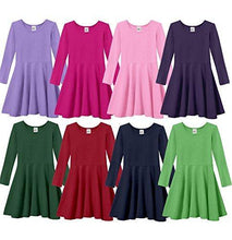 Load image into Gallery viewer, City Threads Big Girls' Super Soft Cotton Long Sleeve Twirly Skater Party Dress All Soft Cotton SPD Sensory Clothing Sensitive Skin School Parties School,Plum, 3T - United States of Made