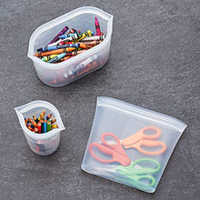 Load image into Gallery viewer, Zip Top Reusable 100% Silicone Reusable Food Storage Bag and Container, Made in the USA - Sandwich Bag - Gray