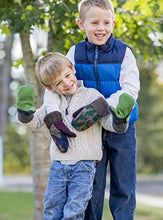 Load image into Gallery viewer, Jack & Mary Designs Handmade Kids Fleece-Lined Wool Mittens, Made from Recycled Sweaters in the USA (Pink/Gray/Cream, Small/Medium)
