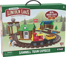 Load image into Gallery viewer, LINCOLN LOGS-Sawmill Express Train - 101 Parts - Real Wood Logs - Buildable Train Track-Ages 3+ - Best Retro Building Gift Set for Boys/Girls-Creative Construction Engineering-Preschool Education Toy