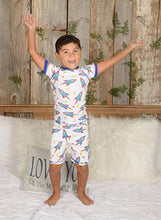 Load image into Gallery viewer, Brian the Pekingese Boys 100% Organic Cotton Short Sleeve & Shorts Pajamas (2T, Blue Rocket)