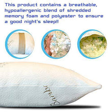 Load image into Gallery viewer, Memory Foam Pillow For Sleeping - USA MADE - (Queen) Ultra-Luxury Bamboo, Adjustable CertiPUR-US Shredded Memory Foam and Poly Blend, Hypoallergenic Bed Pillow for Side, and Back Sleeper - United States of Made