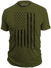 Load image into Gallery viewer, This We'll Defend - Distressed American Flag - Made of USA - Mens 52/48 Premium T-Shirt, Olive Heather (2X-Large)