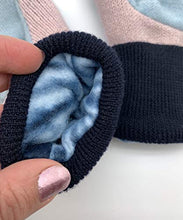 Load image into Gallery viewer, Jack & Mary Designs Handmade Children's Flannel Top Fleece-Lined Wool Mittens for Kids, Made from Recycled Sweaters in the USA (Purple Dots, Small/Medium)
