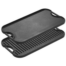 Load image into Gallery viewer, Lodge Pre-Seasoned Cast Iron Reversible Grill/Griddle With Handles, 20 Inch x 10.5 Inch - One tray