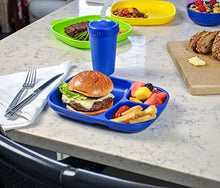 Load image into Gallery viewer, Re-Play Set of 3 Made in the USA Deep Divided Heavy Duty Dining Trays with 3 Compartments| Virtually Indestructible Eco Friendly Recycled HDPE| Outdoor, Camping, Party or Everyday Dining| True Blue