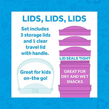 Load image into Gallery viewer, Re-Play Made in USA Stackable Food & Snack Storage Containers | 3 Storage Lids and 1 Travel Lid | Made with Eco Friendly Heavyweight Recycled Milk Jugs| Virtually Indestructible| | Aqua,Sky Blue,Navy