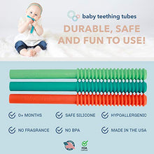 Load image into Gallery viewer, Baby Teething Tubes: Soft Silicone Teething Baby Toy for Babies 0+ Months - 7 inches long - Helps Soothe Teething Irritation - Durable, Safe Silicone - Hypoallergenic - Easy to Clean - Made in the USA