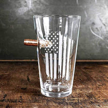 Load image into Gallery viewer, The Original BenShot US Flag Pint Glass with Real Bullet Made in the USA