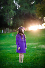 Load image into Gallery viewer, City Threads Girls' Cotton Long Sleeve Dress for School Party Dress Play Base Layer for Sensitive Skin SPD Sensory Friendly, Crayon Blue, 12/18m