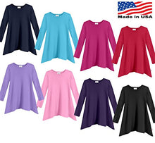 Load image into Gallery viewer, City Threads Sharkbite Shark Bite Girls Long Sleeve Tshirt Dress - Casual Everyday Cute Top Tunic Blouse Soft Natural Cotton Perfect for Sensitive Skin SPD Sensory Friendly, Navy, 10