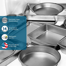 Load image into Gallery viewer, EZ Baker Uncoated, Durable Steel Construction 14-Piece Bakeware Set - American-Made, Natural Baking Surface that Heats Evenly for Perfect Baking Results, Set Includes all Necessary Pans