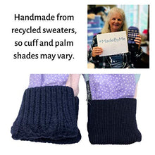 Load image into Gallery viewer, Jack & Mary Designs Handmade Children's Flannel Top Fleece-Lined Wool Mittens for Kids, Made from Recycled Sweaters in the USA (Purple Dots, Small/Medium)
