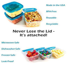 Load image into Gallery viewer, Mr. Lid Premium Attached Storage Containers | Permanently Attached Plastic Lid, Never Lose | Space Saving | 10 Piece - United States of Made