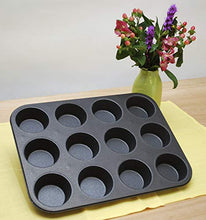 Load image into Gallery viewer, G & S Metal Products Company Non-Stick ProBake Teflon Xtra Nonstick Muffin Baking Pan, 12-Cup, Gray