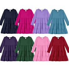 Load image into Gallery viewer, City Threads Big Girls' Cotton Long Sleeve Tiered Ruffle Princess Fairy Party Dress SPD Sensory Sensitive Clothing Toddler Young Girl Dress, Black, 4T