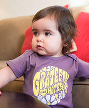 Load image into Gallery viewer, Soul Flower Grateful Not Hateful Organic Cotton Baby Onesie, Purple Girl’s Graphic Short Sleeve Infant Bodysuit