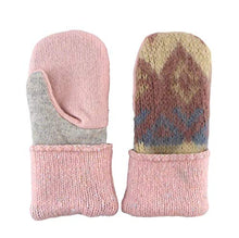 Load image into Gallery viewer, Jack & Mary Designs Handmade Kids Fleece-Lined Wool Mittens, Made from Recycled Sweaters in the USA (Pink/Gray/Cream, Small/Medium)