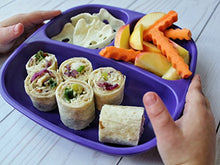 Load image into Gallery viewer, Re-Play 4pk - 7.37" Divided Plates with Deep Sides for Baby, Toddler & Child Feeding in Purple, Lime, Aqua & Amethyst | BPA Free | Made in USA from Eco Friendly Recycled Milk Jugs | (Mermaid 4pk)