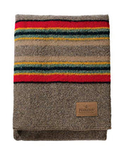 Load image into Gallery viewer, Pendleton Yakima Camp Thick Warm Wool Indoor Outdoor Striped Throw Blanket, Mineral Umber, Twin Size