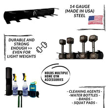 Load image into Gallery viewer, IRON AMERICAN - Multi-Purpose Steel Light Dumbbell Wall Rack Storage/Shelf/Hanger 23" (4 Slots) - (Made in USA) Store Dumbbells and Spray Bottles/Gym Equipment Rack ONLY (Hardware Included)